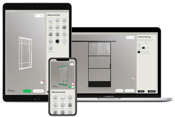 Mockup van de 3D configurator voor het ontwerpen van binnendeuren